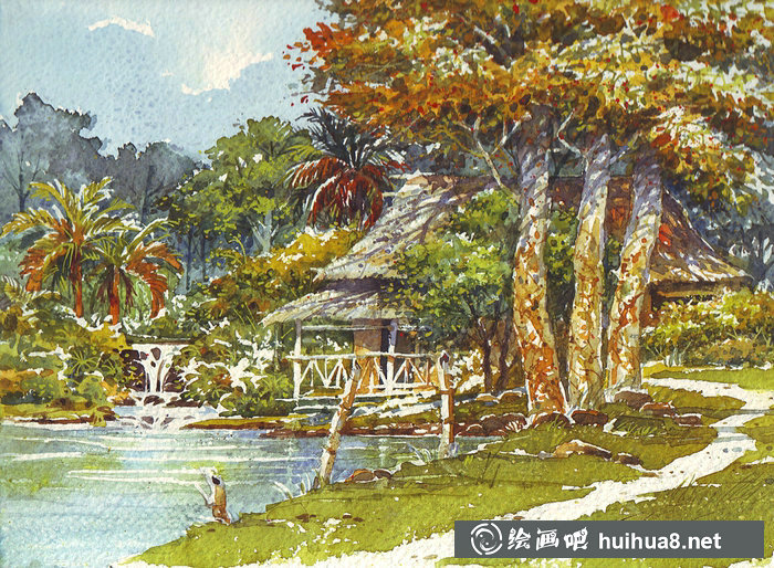 菲律賓Edbon Sevilleno伊德伯恩·塞文尼洛風(fēng)景水彩畫(huà)