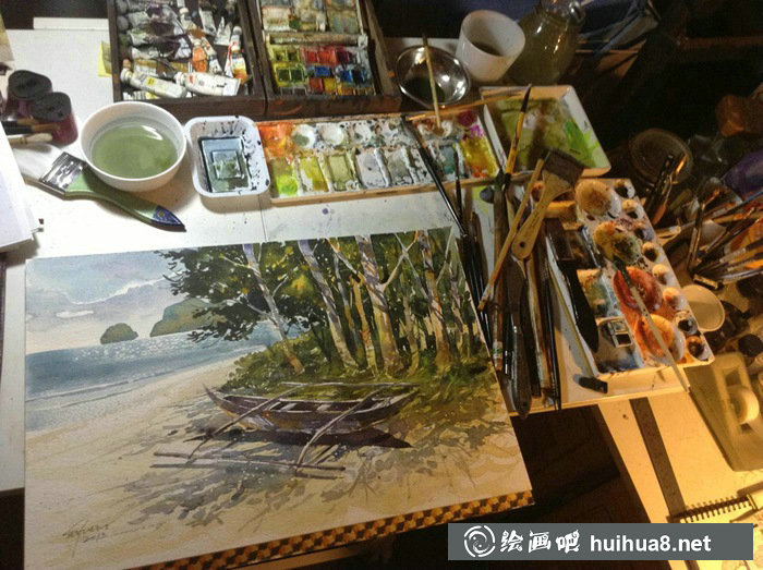 菲律賓Edbon Sevilleno伊德伯恩·塞文尼洛風(fēng)景水彩畫(huà)