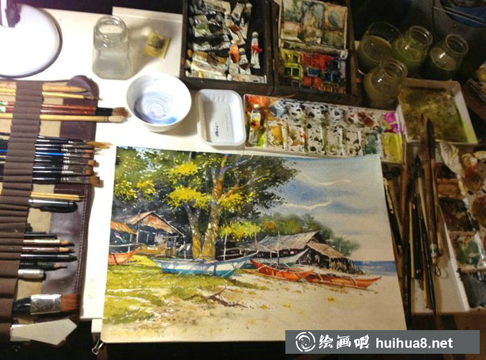 菲律賓Edbon Sevilleno伊德伯恩·塞文尼洛風(fēng)景水彩畫(huà)
