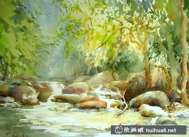 馬來西亞畫家彭釗風(fēng)景水彩畫作品