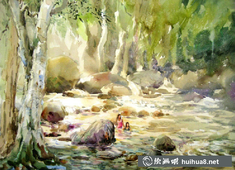 馬來西亞畫家彭釗風(fēng)景水彩畫作品