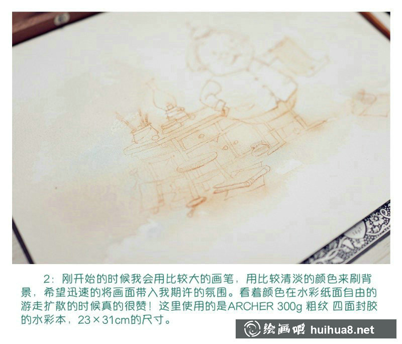 動漫人物水彩插畫的繪畫步驟過程圖
