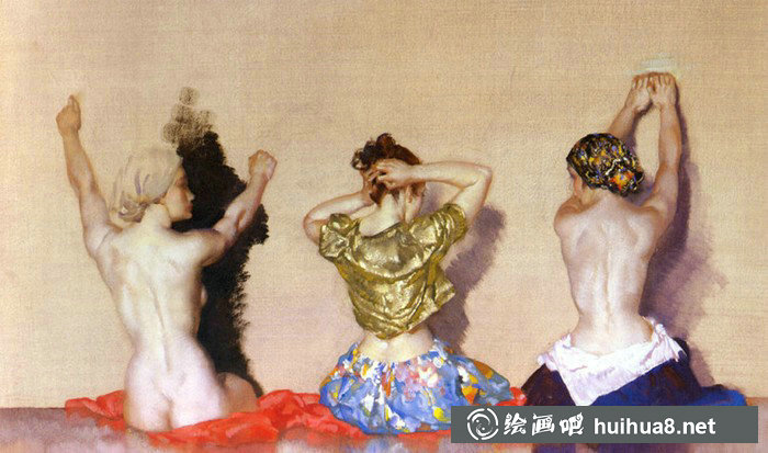 英國(guó)William Russell Flint威廉盧梭弗林特人體水彩畫(huà) (1)