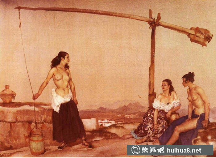 英國(guó)William Russell Flint威廉盧梭弗林特人體水彩畫(huà) (2)