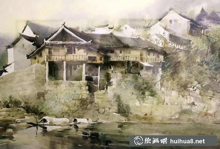 著名水彩畫家教育家劉鳳蘭水彩風(fēng)景作品