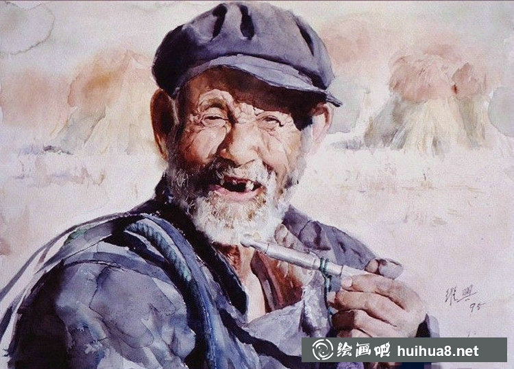 關(guān)維興的男士肖像人物水彩畫-9