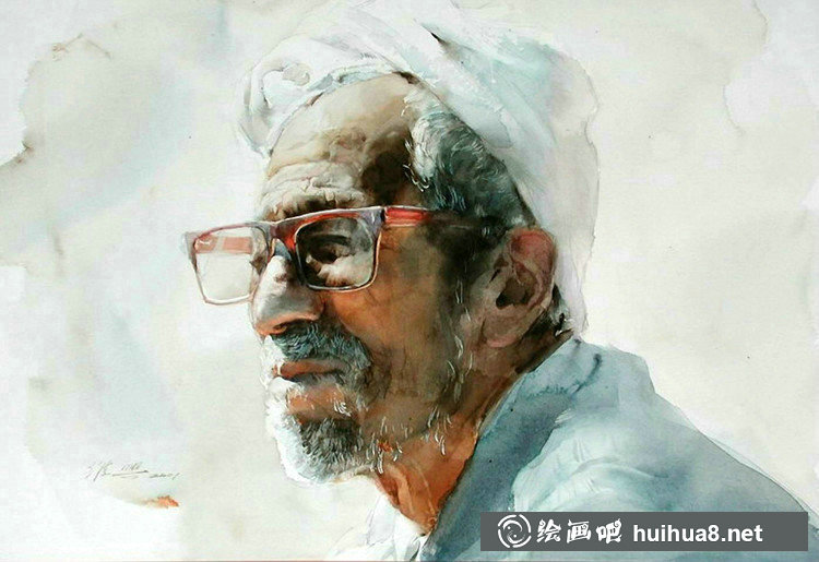 關(guān)維興的男士肖像人物水彩畫-20