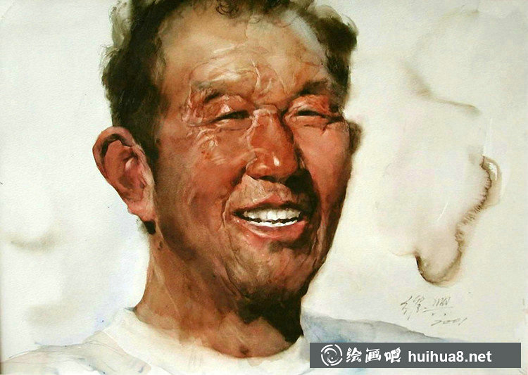 關(guān)維興的男士肖像人物水彩畫-24