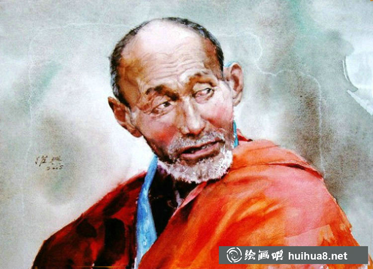 關(guān)維興的男士肖像人物水彩畫-30