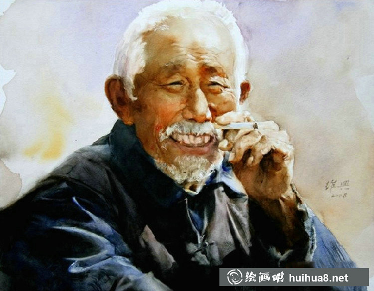 關(guān)維興的男士肖像人物水彩畫-37