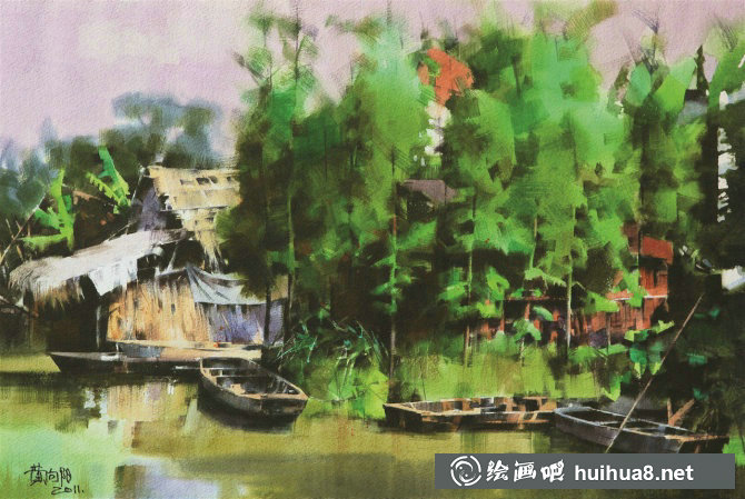 黃向陽(yáng)鄉(xiāng)村風(fēng)景水彩畫(huà)作品欣賞-29