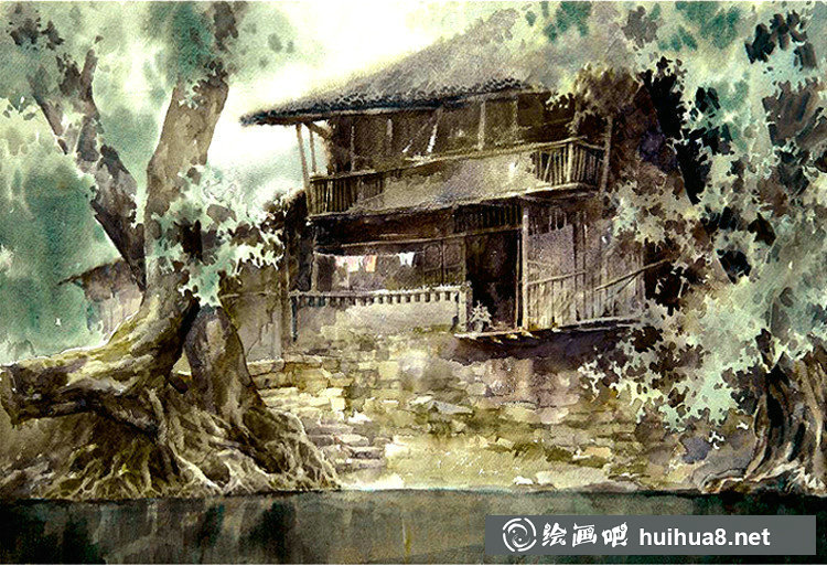 魏詩(shī)國(guó)的巴蜀山川風(fēng)景水彩畫(huà)欣賞