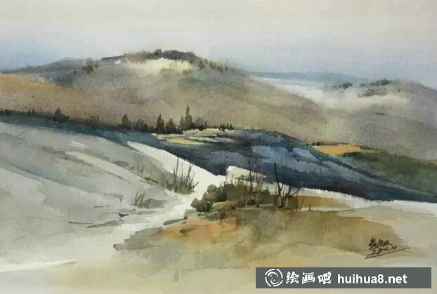 房敏水彩畫風(fēng)景作品-6