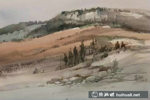 房敏水彩畫風(fēng)景作品-7