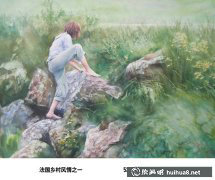杜曉光手繪水彩畫風(fēng)景人物