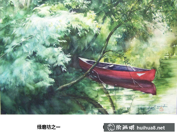 杜曉光風(fēng)景人物手繪水彩畫作品-7