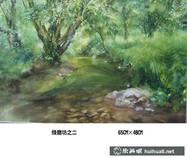 杜曉光風(fēng)景人物手繪水彩畫作品-8