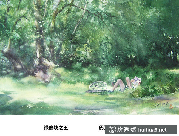 杜曉光風(fēng)景人物手繪水彩畫作品-9