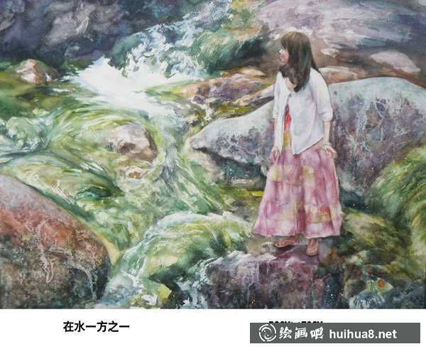 杜曉光風(fēng)景人物手繪水彩畫作品-10