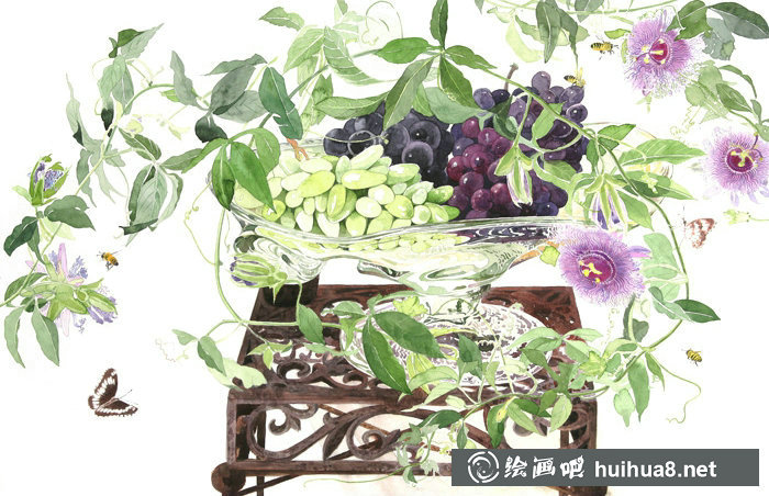 日本柘植彩子Ayako Tsuge的花卉靜物水彩畫(huà)