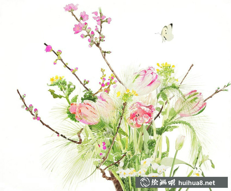 日本柘植彩子Ayako Tsuge的花卉靜物水彩畫(huà)