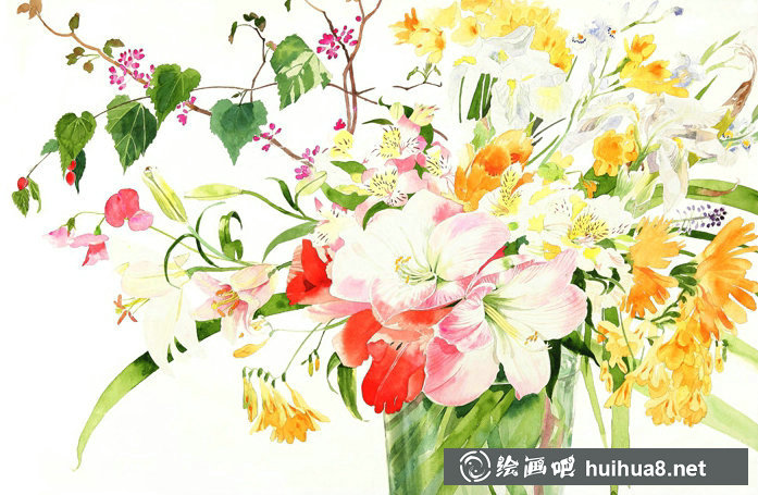 日本柘植彩子Ayako Tsuge的花卉靜物水彩畫(huà)