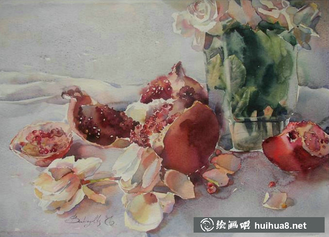 俄羅斯畫家埃琳娜Elena Boukingolts的靜物水彩-5