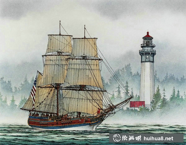 James Williamson航海帆船風(fēng)景水彩畫(huà)作品18
