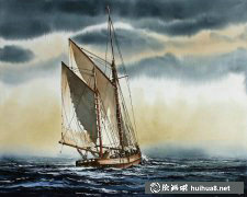 James Williamson帆船風景水彩畫賞析
