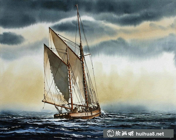 James Williamson航海帆船風(fēng)景水彩畫(huà)作品19