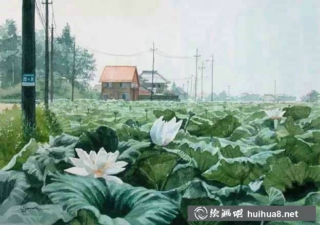 小鎮(zhèn)一角 田中己永風(fēng)景水彩畫(huà)作品
