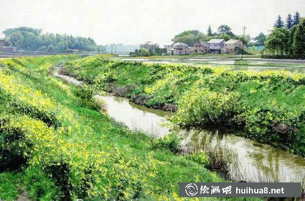 小鎮(zhèn)一角 田中己永風(fēng)景水彩畫(huà)作品