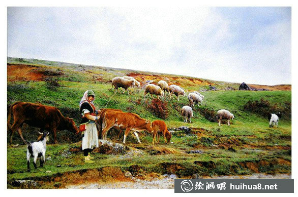 姚建華云南民族人物風(fēng)土水彩畫(huà)