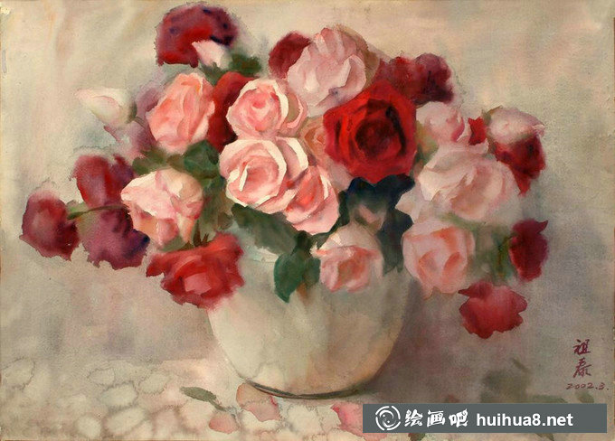 張祖泰靜物花卉水彩畫(huà)