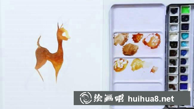 梅花鹿水彩畫(huà)步驟圖1