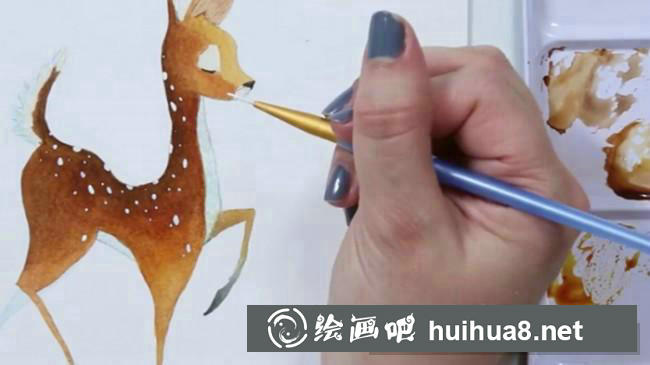 梅花鹿水彩畫(huà)步驟圖3