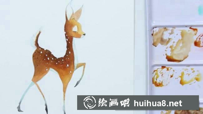 梅花鹿水彩畫(huà)步驟圖4