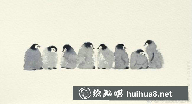 企鵝水彩畫2