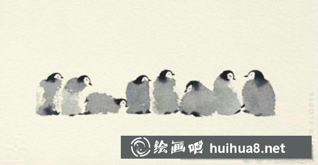 企鵝水彩畫3