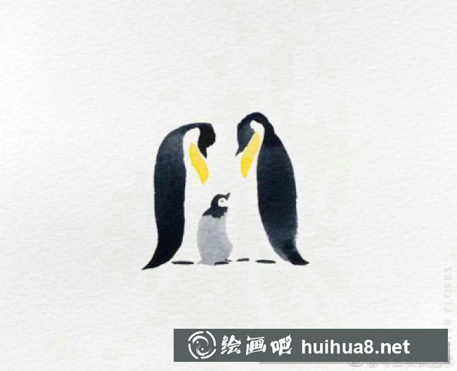 企鵝水彩畫8