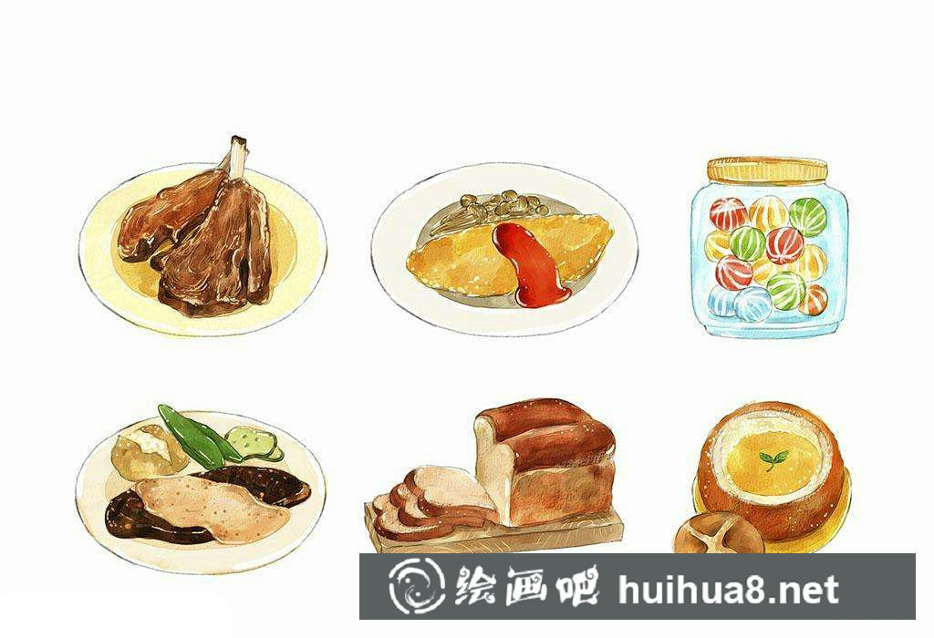 草莓蛋糕水彩畫