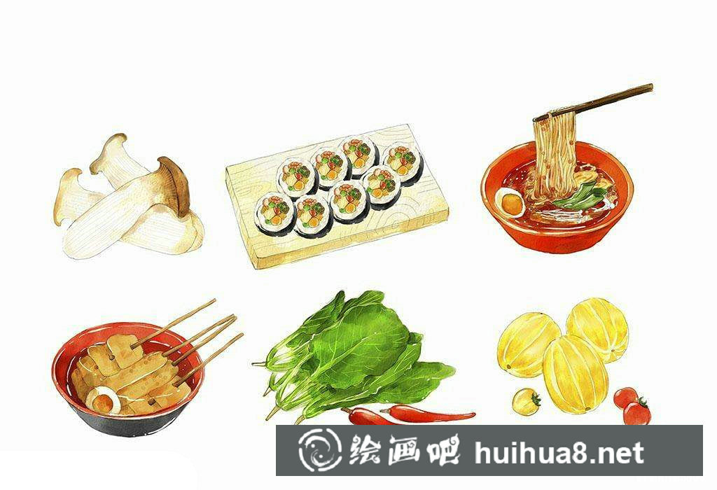 漢堡薯條水彩畫