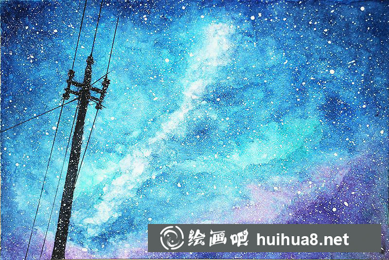 星空水彩畫作品