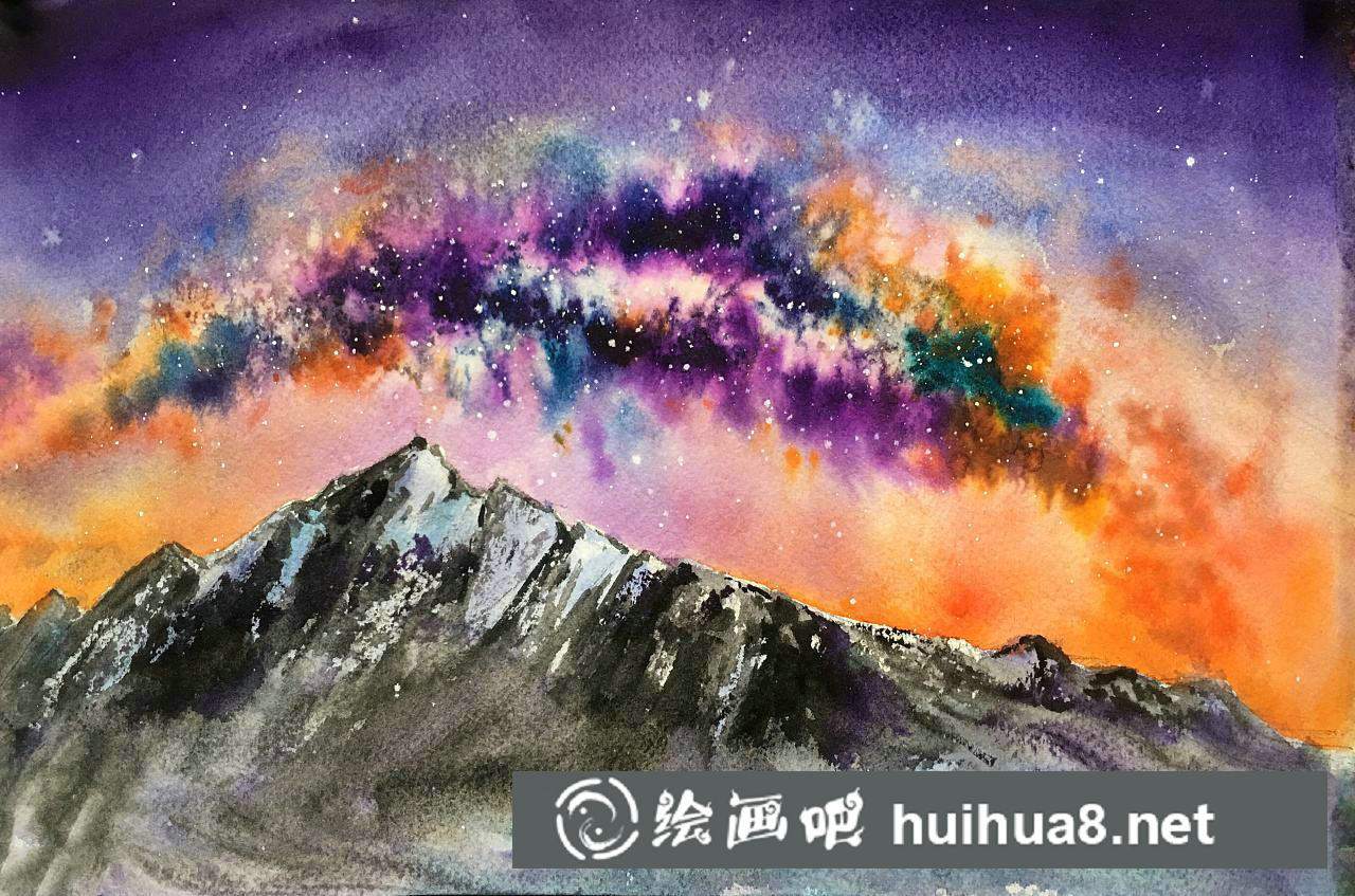 星空水彩畫作品
