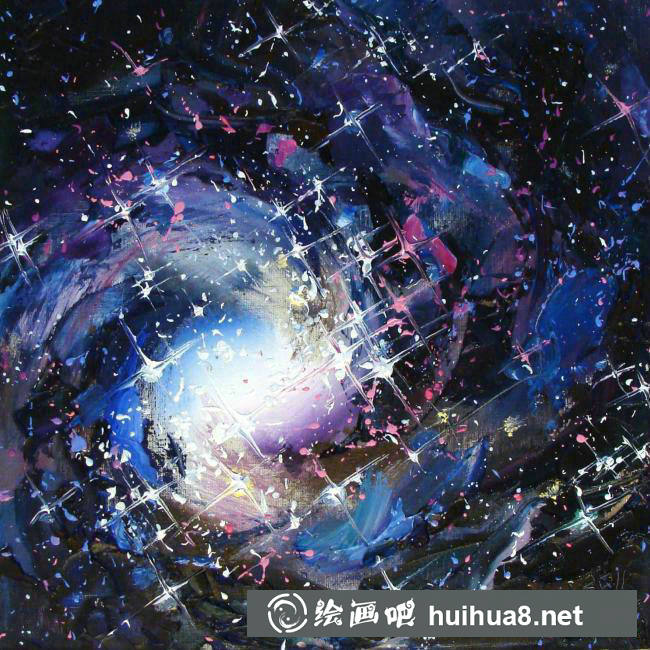 星空水彩畫作品