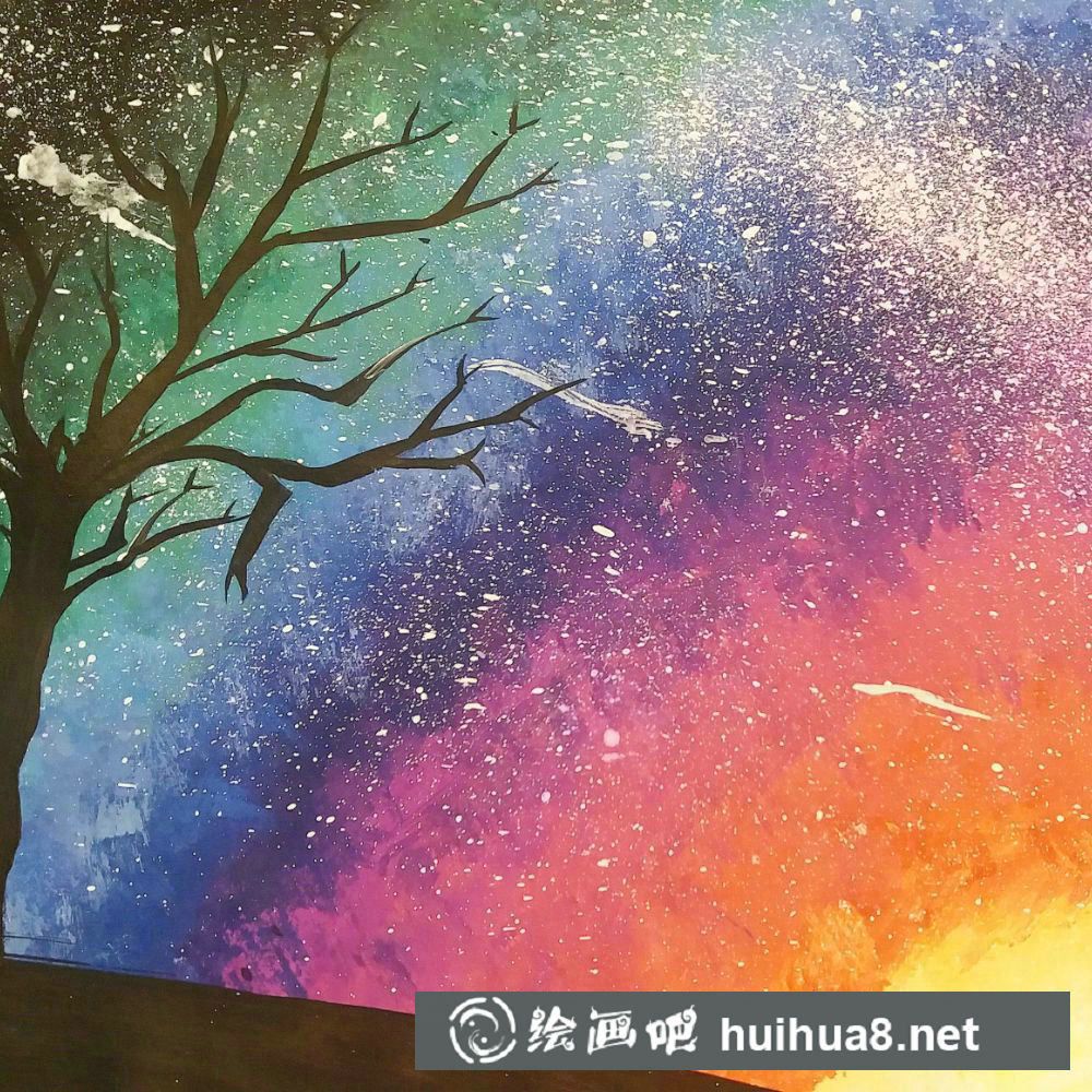 星空水彩畫作品