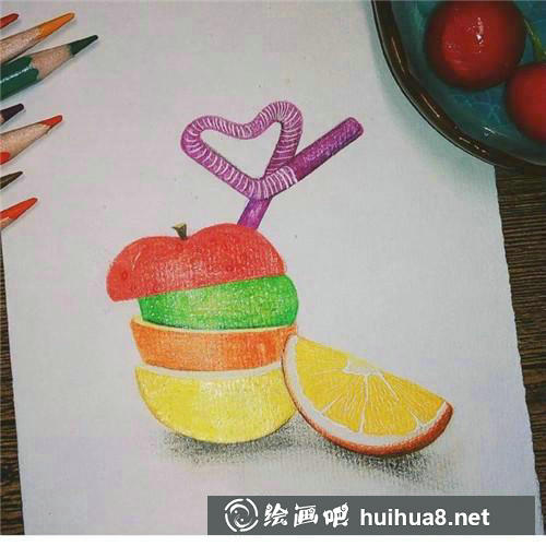 吸管彩鉛畫細節(jié)