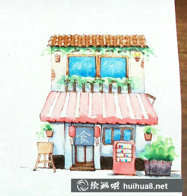 【小房子水彩小插畫】簡單可愛的水彩插畫小房子手繪教程_www.youyix.com