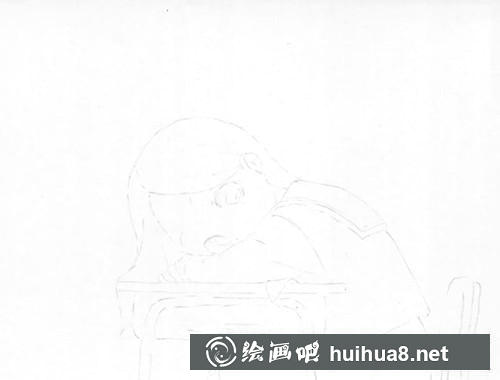 小女孩和桌子的輪廓
