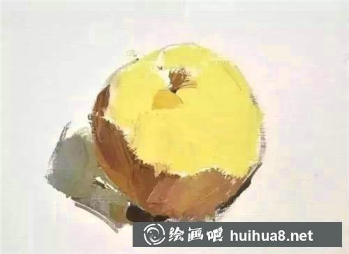 水粉畫蘋果步驟二